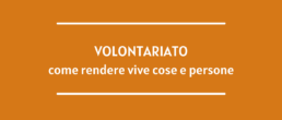 volontariato come rendere vive cose e persone